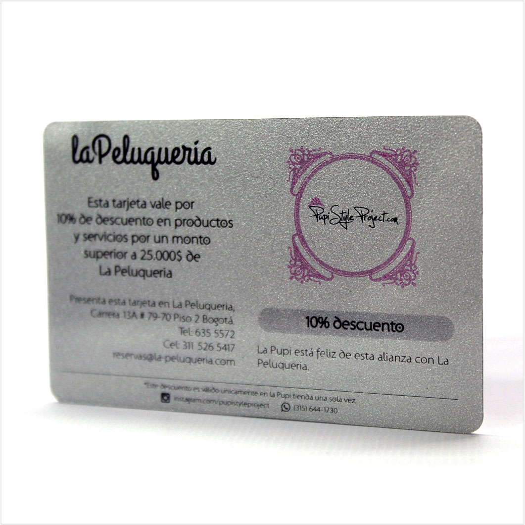 Tarjetas Plateadas de zauna Bogotá a1cards